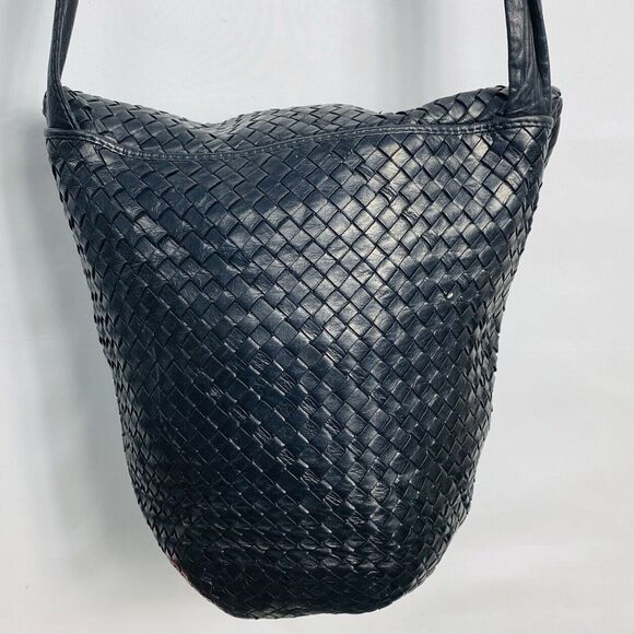 Cosci Vintage Handmade Woven Leather Bag Shoulder Bag Made in Italy Rare 12”x12” - Picture 4 of 6